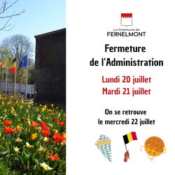 Fête Nationale : Fermeture de l’Administration communale