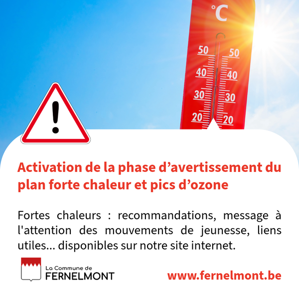 Phase d'avertissement Chaleur et pics d'ozone